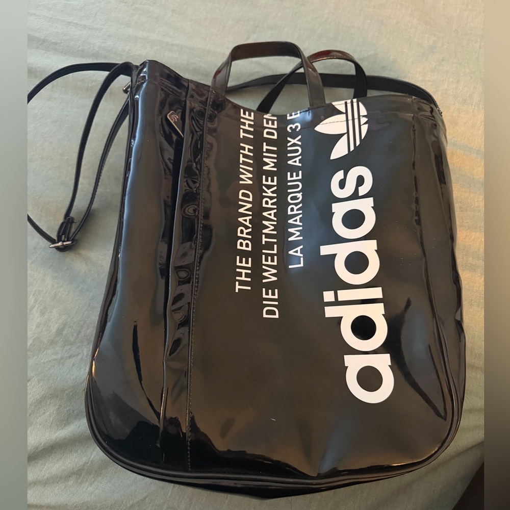 Adidas Glossy Black Tote Bag